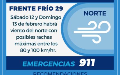 Alerta Gris en Boca del Río; vientos del norte con posibles rachas máximas entre los 80 y 100 km/h para el fin de semana