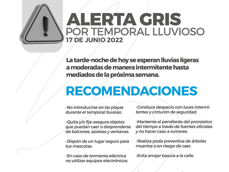 Emite Ayuntamiento de Boca del Río recomendaciones por lluvias y Alerta Gris