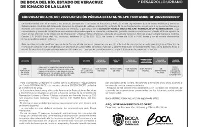 Dirección de Obras Públicas y Desarrollo Urbano Convocatoria No. 001-2022