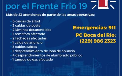 Atiende PC municipal de Boca del Río, afectaciones tras el paso del Frente Frío 19
