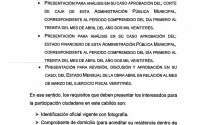 Convocatoria -Sesión de Cabildo Abierta